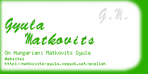 gyula matkovits business card